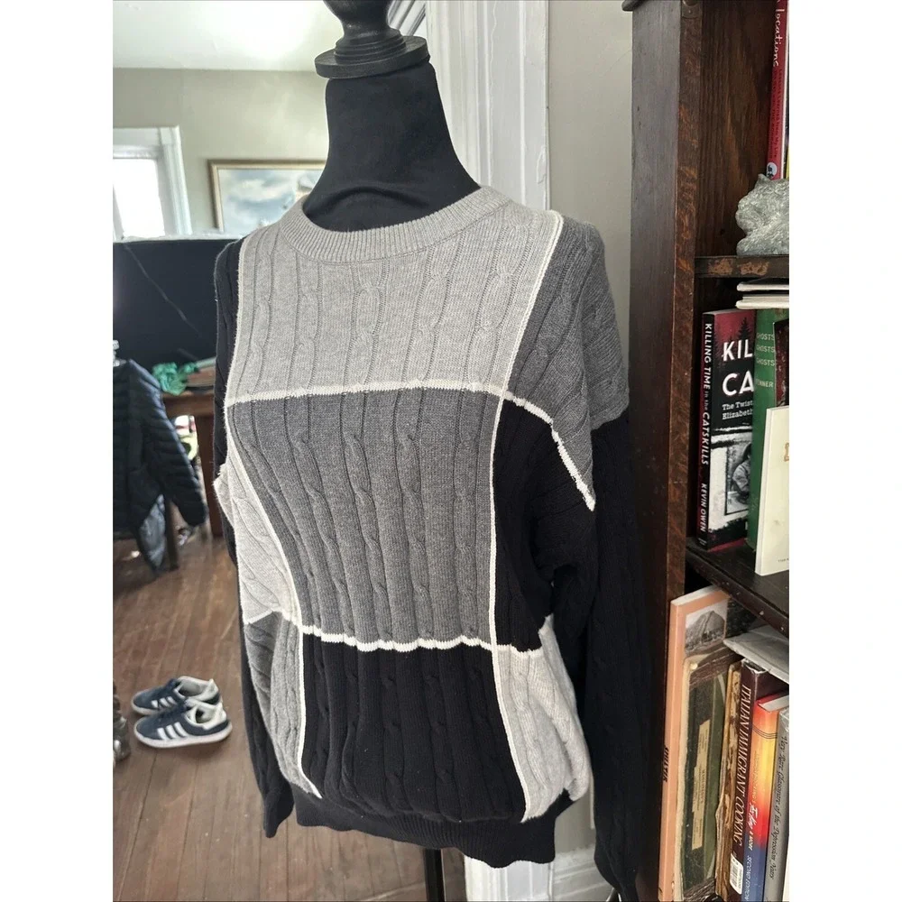 Vintage 90's Greg Norman Black & Silver Sweater Men's Large Excellent Condition - Picture 7 of 12